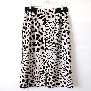 Worthington Womens White Black Cheetah Print Straight & Pencil Skirt Size 12